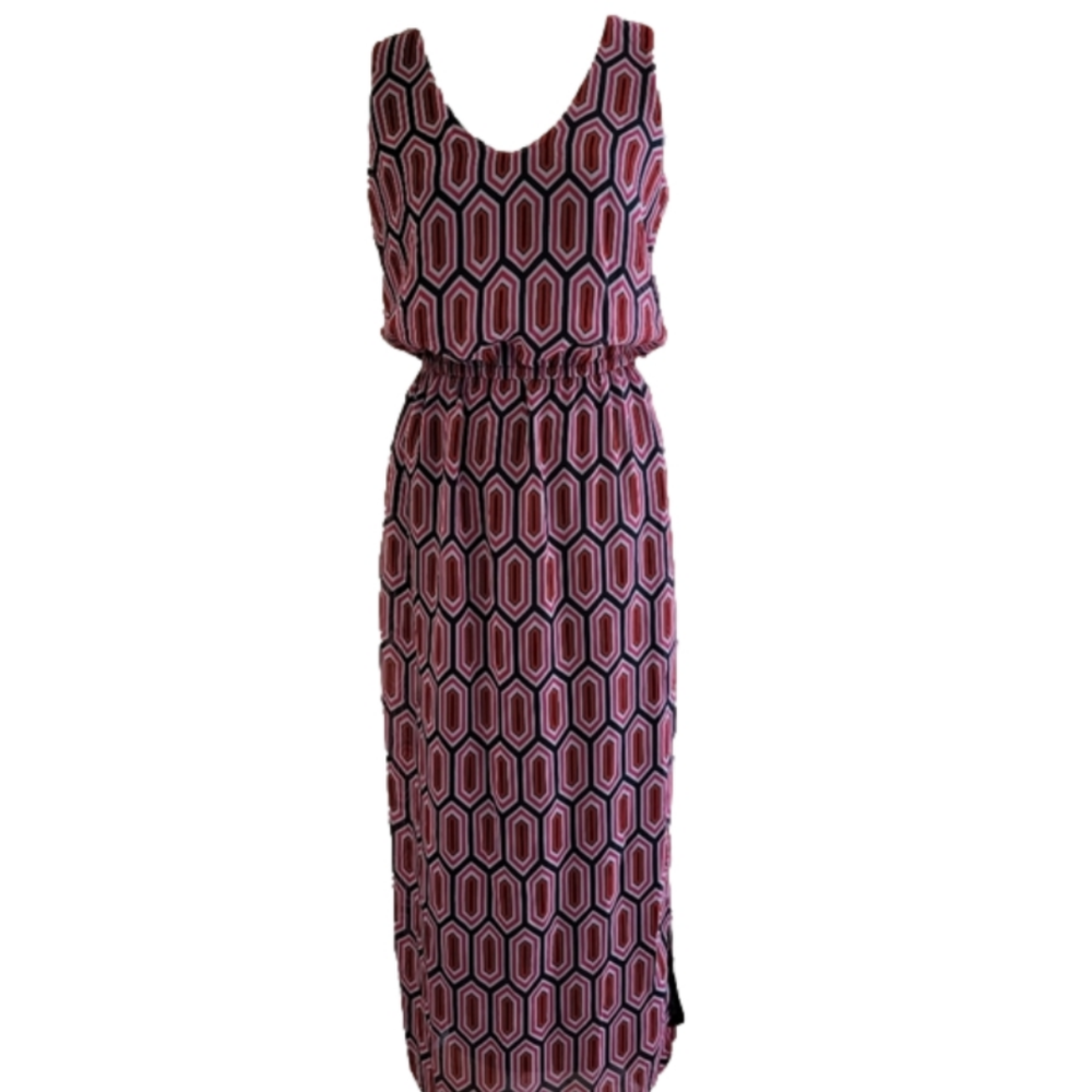 Banana Republic Sleeveless Lined V-Neck Geometric Maxi Size 6 NWT